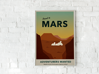 Travel to Mars graphic design poster space travel