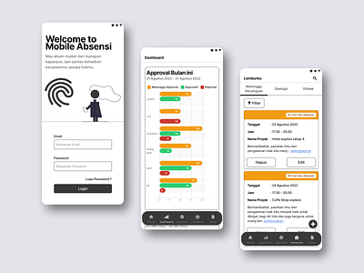 MobA - Mobile Attendance application attendance card dashboard login menu mobile office