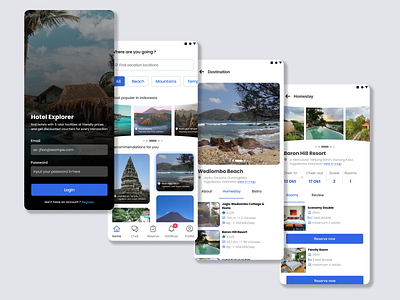 Hotel Explorer - Travel Mobile Apps Concept app mobile app design mobile app ui mobile design mobile ui tourism travel travel agency travel app traveling trip ui