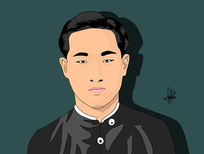 Rev. Sun Myung Moon (Teenager) app illustration vector