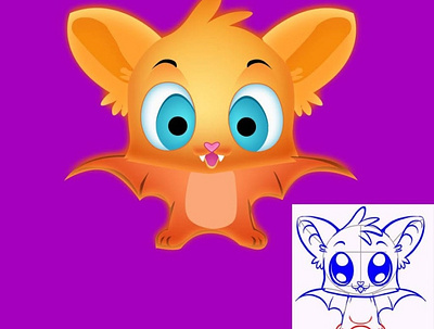 2D cartoon cute bat artwork bat cartoon creative design
