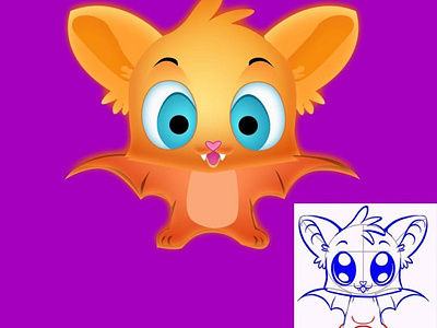 2D cartoon cute bat