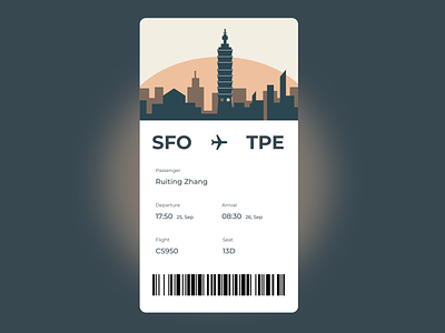 Boarding Pass | Daily UI #024 024 app boardingpass dailyui design taipei tpe ui