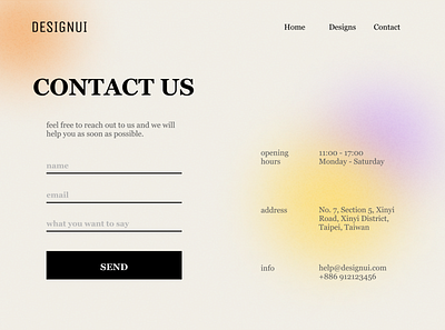 Contact Us | Daily UI #028 028 blur branding contact dailyui design gradient graphic design ui web