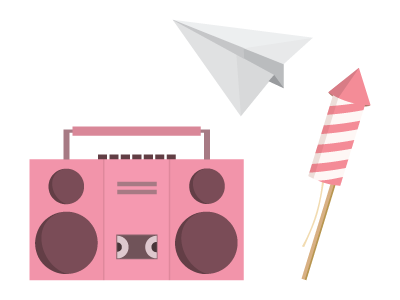 Summer icons, p.1 audio flat icons paper plane rocket summer