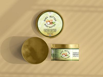 Shea Butter Cosmetic Packaging / Label Design 3d mockup brand cosmetic cosmetic label design cosmetic packaging creative facebook illustration instagram label packaging design packagingpro premium packaging product product design product packaging shea butter social media design social media post