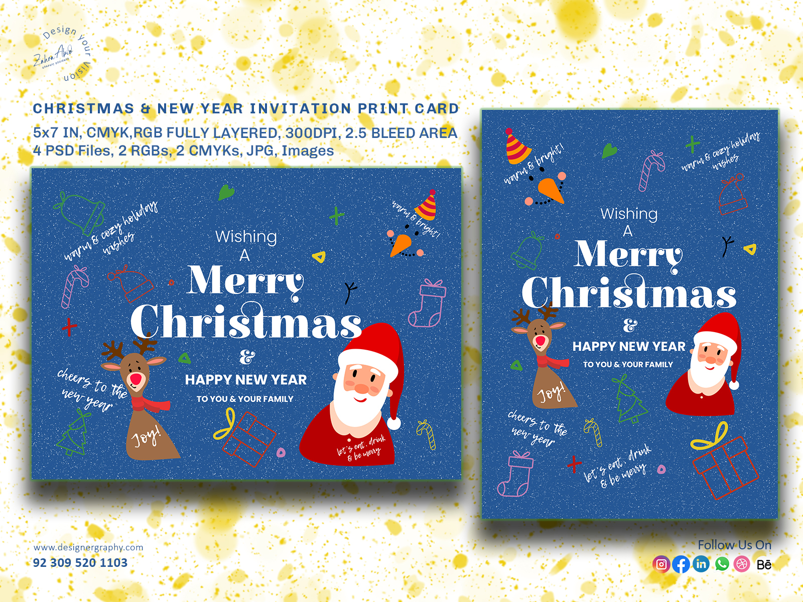 Christmas And New Year Greeting Cards By Syeda Gul E Zahra On Dribbble 