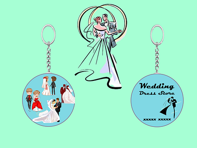 A branded Key Chain for Wedding Dress Store branding design illustration