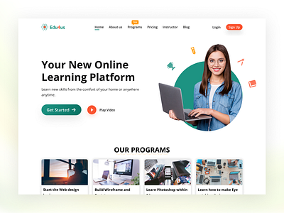 Hero Section for Edu4us. An online learning Platform branding design e learning hero section platform typography ui ux