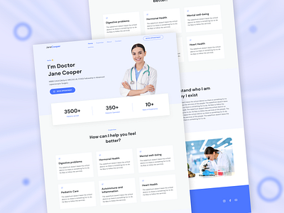 Landing page for Doctor Jane Cooper branding design doctor hero section identity landingpage typography ui userexperience userinterface ux website