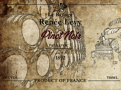 Pinot Noir- french wine label branding design illustration typography