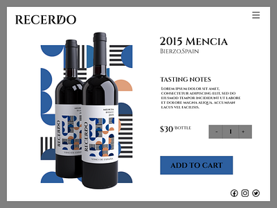 Recerdo- wine brand- single product page branding design illustration logo typography ui