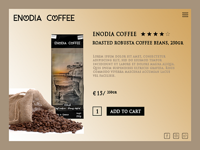 Enodia Coffee- coffee brand- single product page branding design illustration logo typography ui