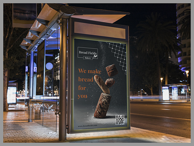 Bread Fields- bakery brand bus stop billboard mockup