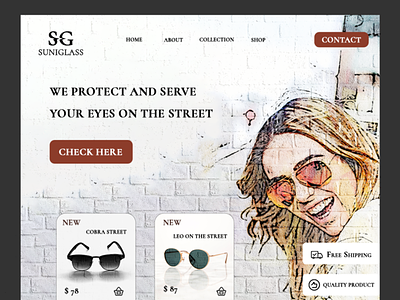 Suniglass- streetwear sunglasses brand- landing page branding design graphic design illustration logo typography ui