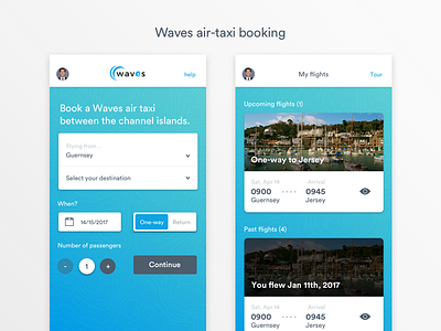 Waves air taxi airline android app design apple guernsey iphone jersey mobile toronto ui ux waves