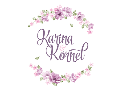 Karina & Kornel wedding logo flowers karina kornel logo magenta purple wedding