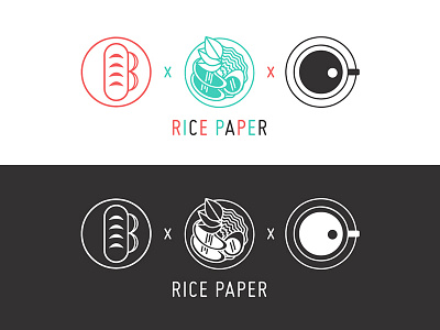 Rice Paper Logo Design asian branding food icons logo pho restaurant vietnamese