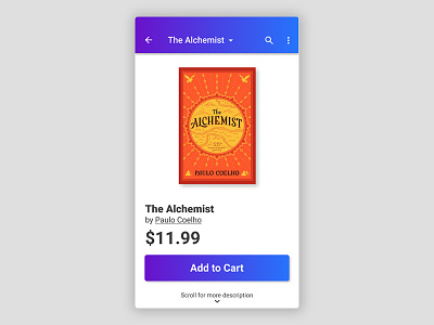 Daily UI Challenge 012: Single Product book daily ui daily ui challenge dailyui design e commerce mobile single product the alchemist ui ui design user interface ux ux design uxui