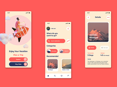 Mobile App Design for Travel Freak! Travel D app branding design graphic design illustration logo typography ui ux vector