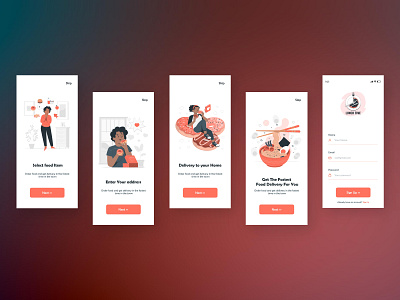 Walk Through Screens for Food App! app branding design graphic design illustration logo typography ui ux vector