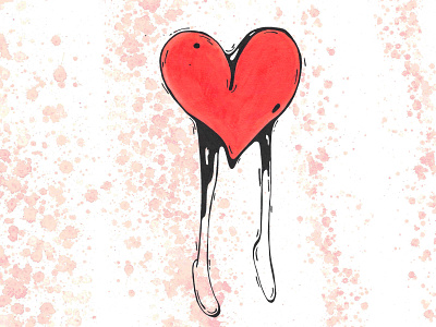 <3 black cartoon character illustration love love heart paint painted print sticker sticker design walking