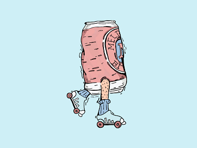Skating into summer animation beer can cartoon design drink illustration skate sketch sticker sticker design