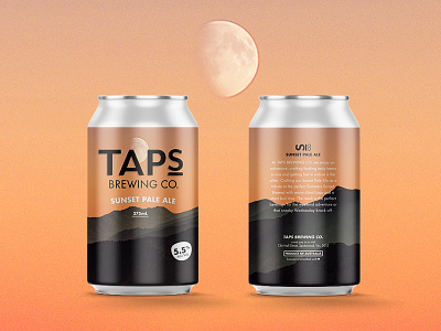 Taps Sunset Pale Ale beer brewery can craft design ipa label mountain mountains packaging snow