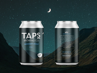 Taps Midnight Stout beer brewery can craft design ipa label mountain mountains packaging snow