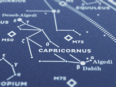 Map II – The Southern Sky constellation map silkscreen stellar typography