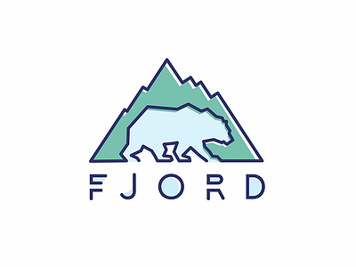 Fjord bear fjord hill line logo