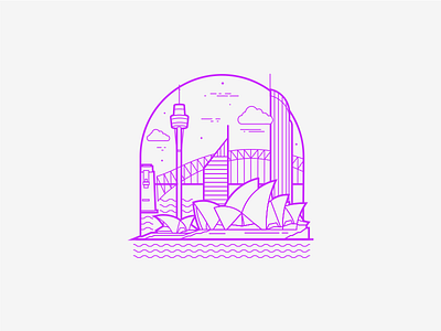 Australia australia buildings city flat icon illustration lineart ocean opera sidney vector water