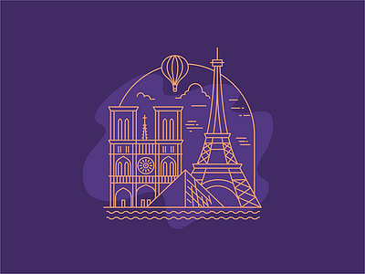 France eiffel flat france icon illustration notredame paris simple