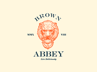 Abbey #2 design engraving lion logo mark typography vintage