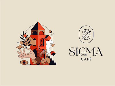 SIGMA badge branding caffee flat identity illustration lettering logo logotype print typography vector