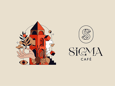 SIGMA badge branding caffee flat identity illustration lettering logo logotype print typography vector