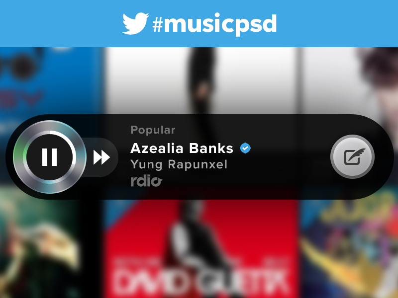 Twitter #Music player .psd retina twitter music canada toronto ui button verified interface awesome free download gui psd resources freebie media rdio player play blue azure kit menu template inspiration