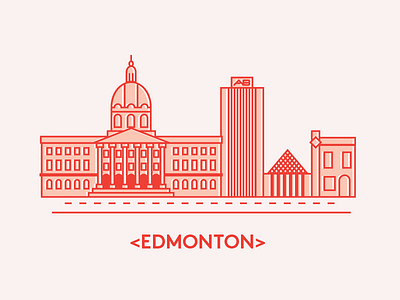 Edmonton Geometric Line Illustration architecture building city geometric illustration letterpress line minimal minimalist modern red simple