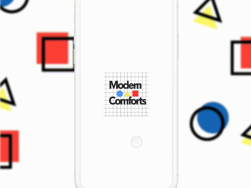 Modern Comforts animation app ecommerce furniture gallery geometric memphis minimal mobile modern principle