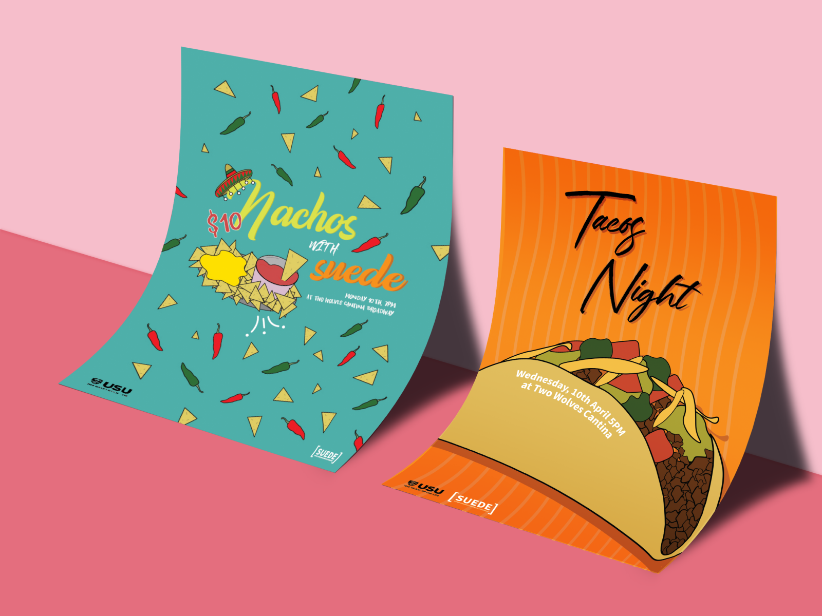 SUEDE Nachos & Tacos night flyer by Monica Gee on Dribbble