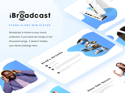 iBroadcast Web Player app branding design graphic design icon landing logo mobile music typography ui ux web