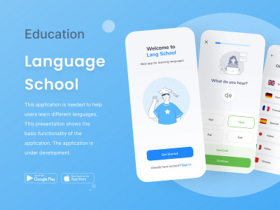 Language School app branding design graphic design icon landing logo ui ux