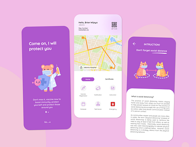 Corona Vaccine clean corona covid19 mobile mobile app purple ridwanhanafi simple ui uiux white