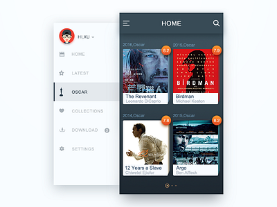 Movie app interface Oscar collection  UI