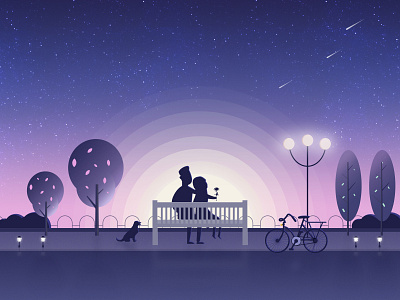 Night Illustration Romantic