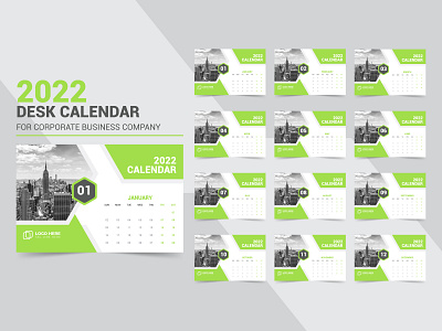 2022 Desk Calendar Design Template Download.