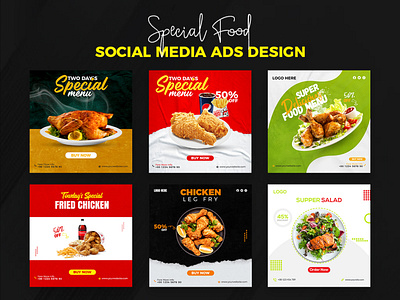 Delicious food menu social media post design template.