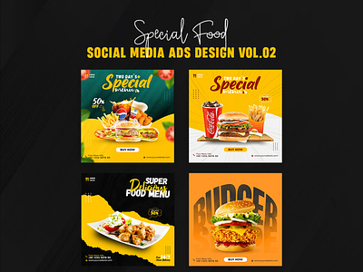 Delicious food menu social media post design template.