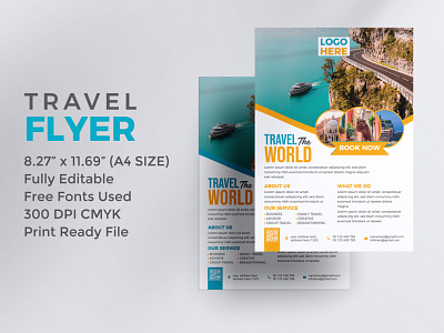 Modern Travel Flyer Template Design banner brand identity brochure business flyer corporate flyer discount flyer leaflet modern travel flyer print print ready promotion flyer template template download travel travel agency travel flyer travel flyer design travel flyer template traveling vector