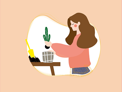 Girl and Flower book design flat graphic design illustration logo painting vector